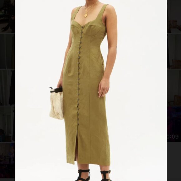Mara Hoffman Angelica Linen Blend Olive Green Dress, Size 2 - Picture 1 of 7